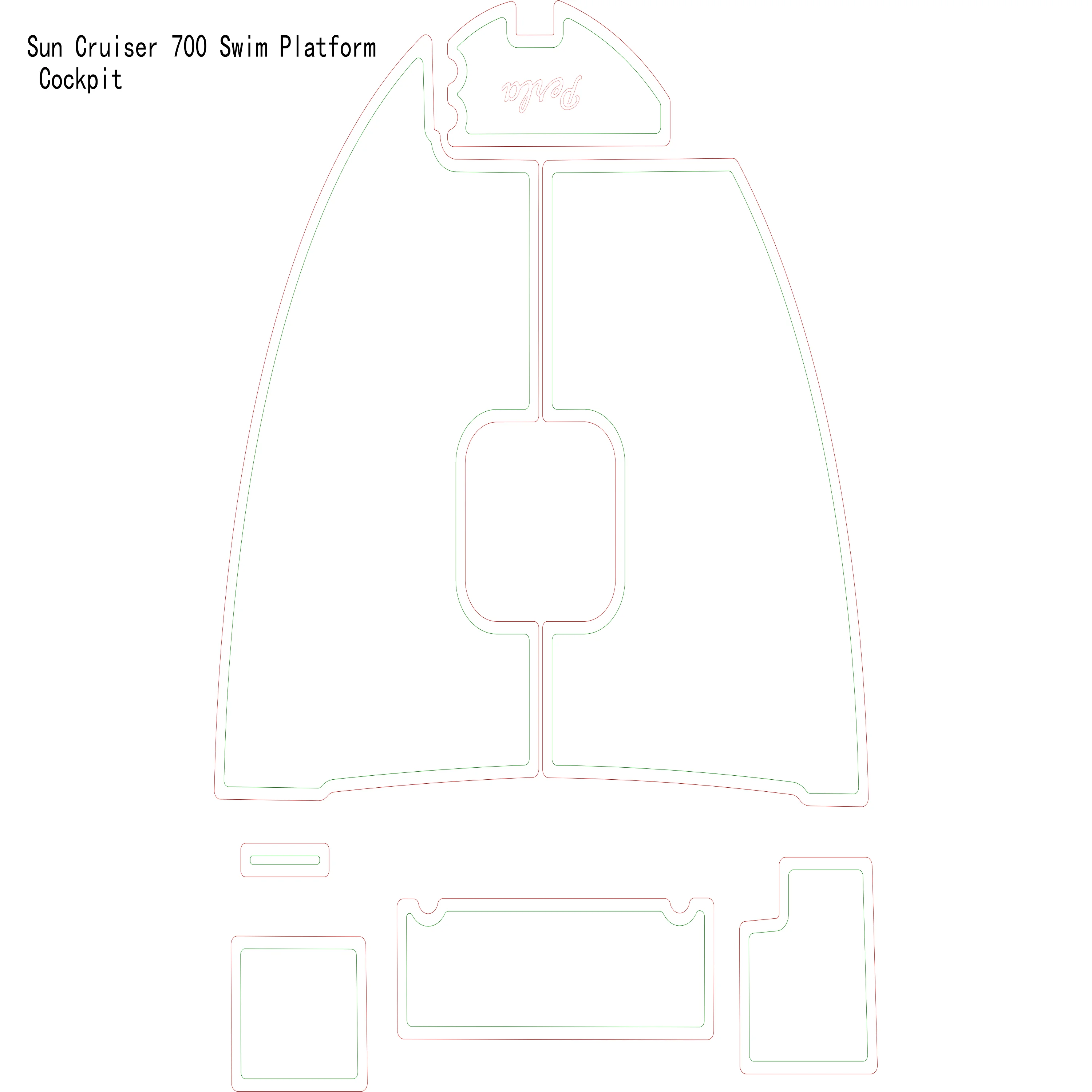 Sun Cruiser 700 Swim Platform Cockpit Boat EVA Faux Teak Deck Floor Pad