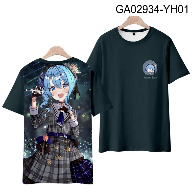 VTuber Hoshimati Suisei 3D Printing T-shirt Summer Fashion Round Neck Short Sleeve Popular Japanese Streetwear Plus Size