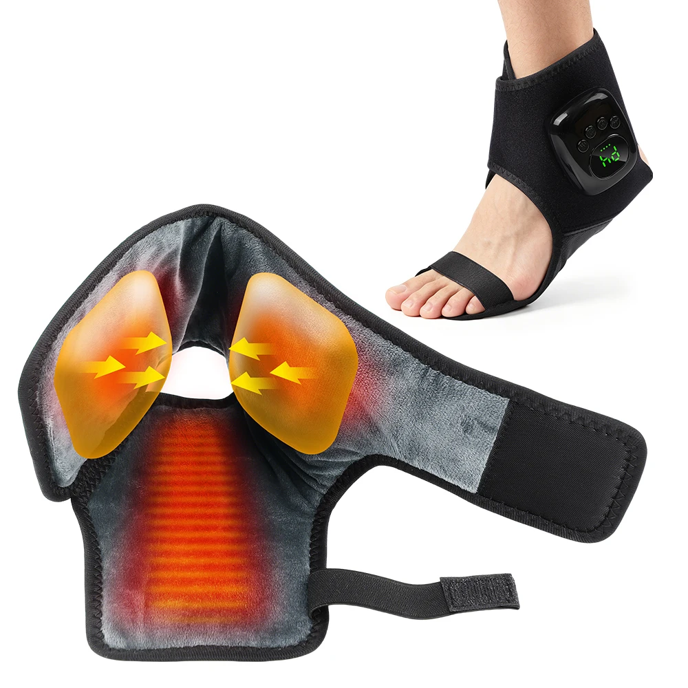Cordless Ankle Massager with Heat, Air Compression Foot Massager 4 Modes 4 Intensity 3 Heat Levels, Auto Timer Relaxation Gift