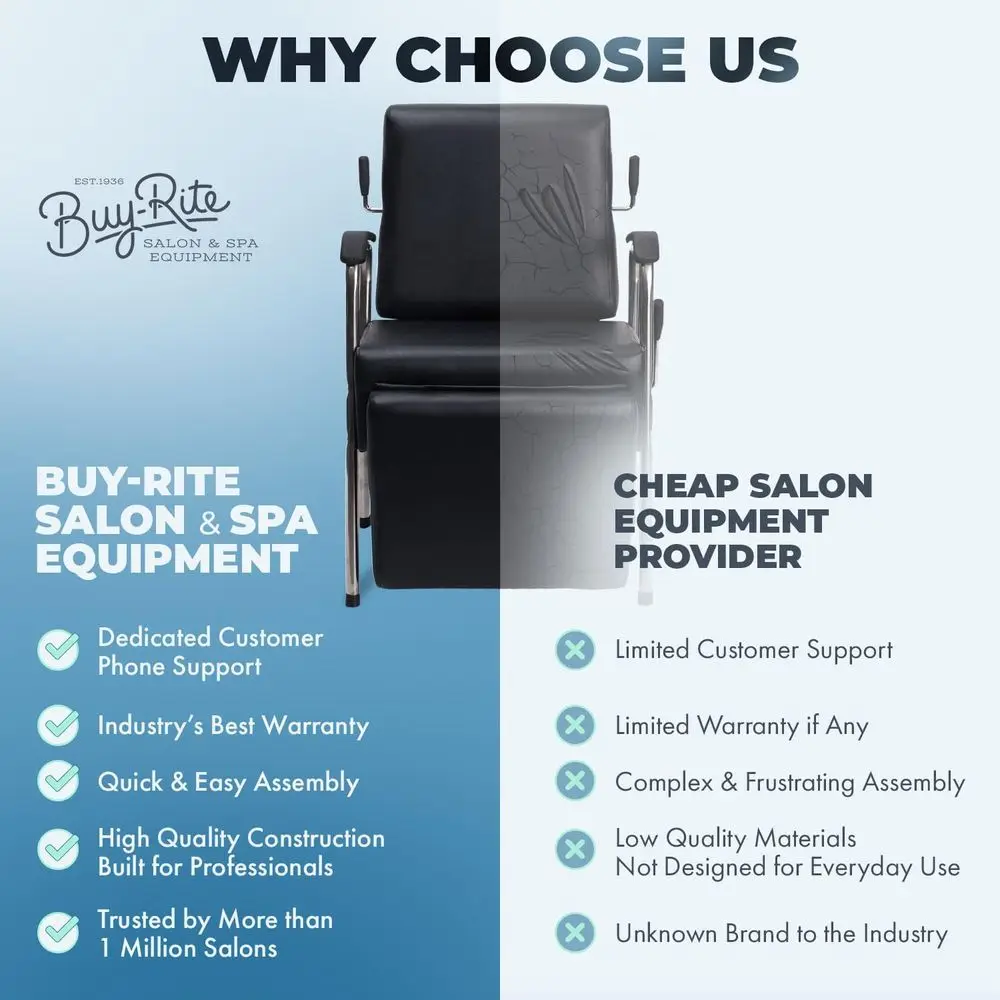 เก้าอี้สระผมปรับเอนได้แบบควบคุมด้วยมือจับของเจมี่ พร้อมที่พักเท้า - เบาะหนานุ่ม ที่วางแขนแข็งแรง ทนทาน เฟอร์นิเจอร์ร้านเสริมสวยสำหรับมืออาชีพ