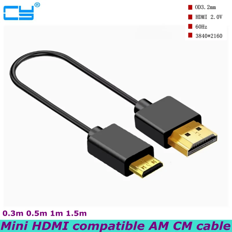 Mini HDMI High Speed Mini HDMI-compatible Cable 1m 1.5m 2m 3m 5m 4K 3D 1080P for camera monitor projector notebook