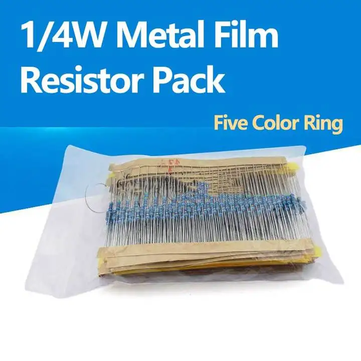 1/4W Metal Film Resistor Pack 1% five-color ring in-line resistor elements 25 kinds 20 of each