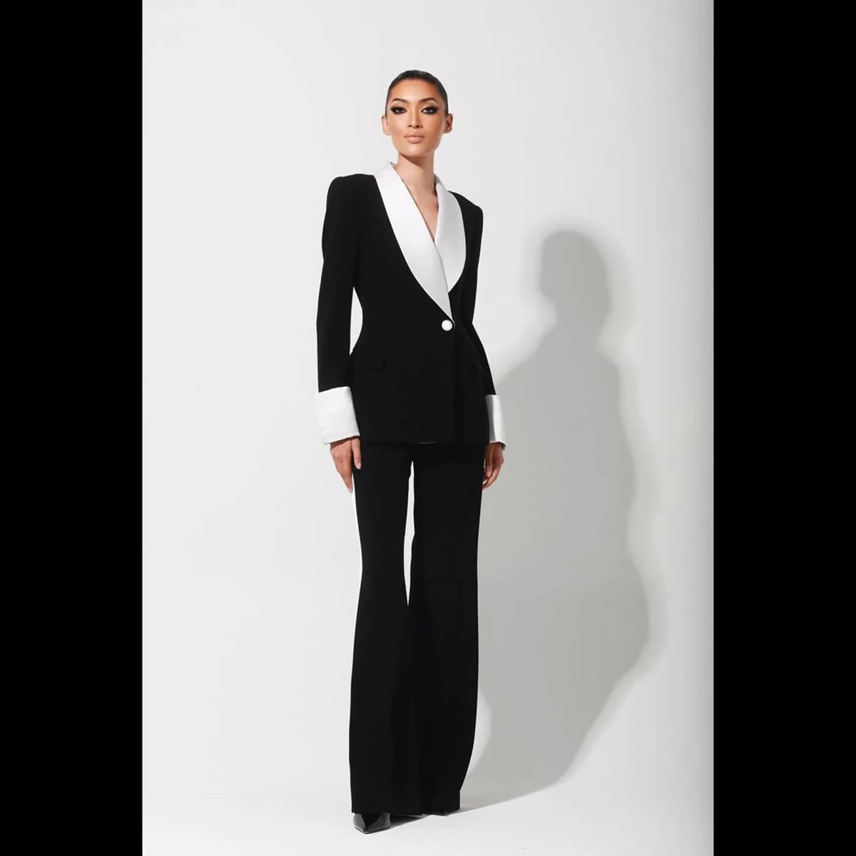 Proste damskie garnitury biurowe 2-częściowe Slim Fit Jednoguzikowa marynarka + spodnie Formalna elegancka sukienka na studniówkę na zamówienie