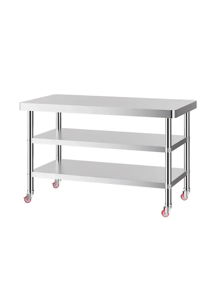 cross-border Stainless Steel Workbench With Wheels Kitchen Slicer Chopping Board Table Console