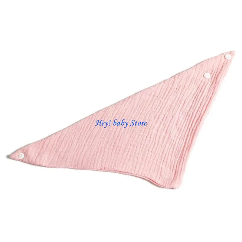 Q1FE 5Pcs Baby Bibs Muslin Cotton Stuff Newborn Snap Button Soft Triangle Saliva Towel Burp Cloth Feeding Drool Bibs