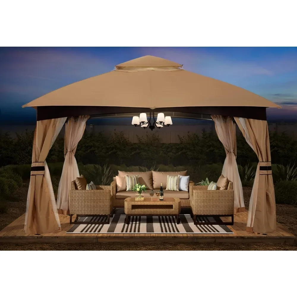 8x8 Outdoor Gazebo, Patio Gazebo with Mosquito Netting, Outdoor Canopies for Shade and Rain for Lawn, Garden, Backyard & Deck