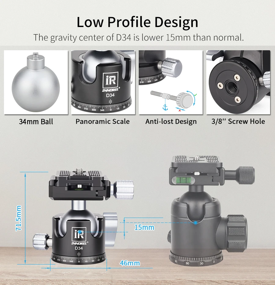 Kohlefaser-Stativ-INNOREL P254C Tragbares, kompaktes, leichtes Reisestativ und Einbeinstativ für digitale DSLR-Kameraständer, Belastung 12 kg – Detail 9