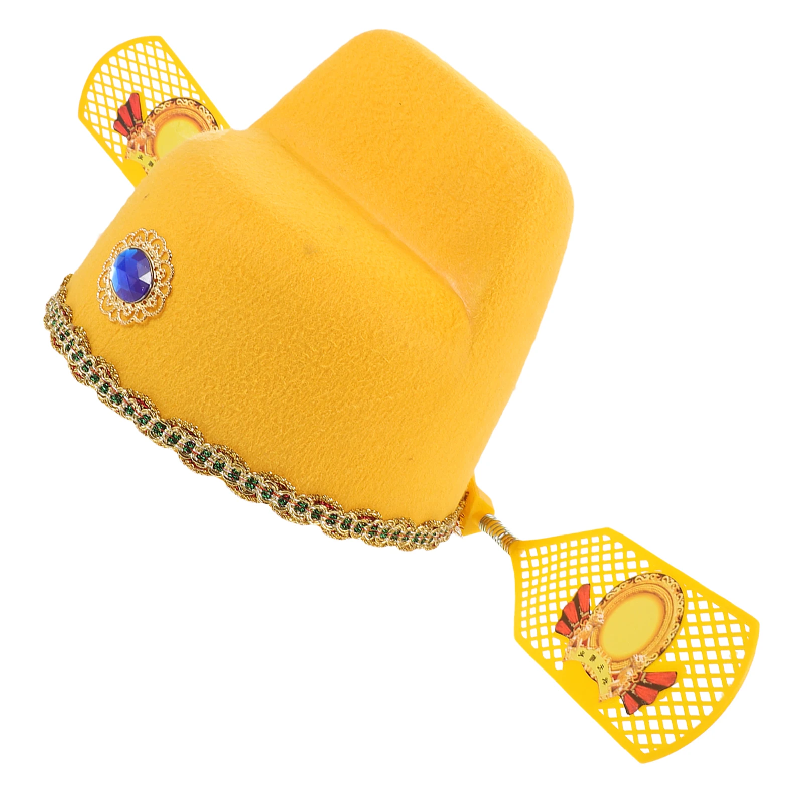 

Traditional Chinese God Wealth Style Felt Yellow Party Costume Boy Kids Decorative Hat Prop Birthday Celebration