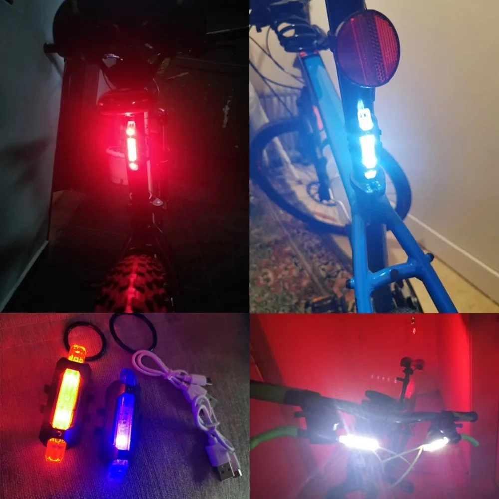 USB Rechargeable Bike Light Set Front Light with Taillight Easy to Install 3 Modes Bicycle Accessories for the Bicycle