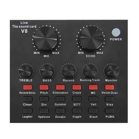 Tarjeta de sonido Freeboss Bluetooth para grabación de ordenador, grabación USB, mezclador de Audio de efectos digitales de 6 canales para teléfono móvil, ordenador y PC