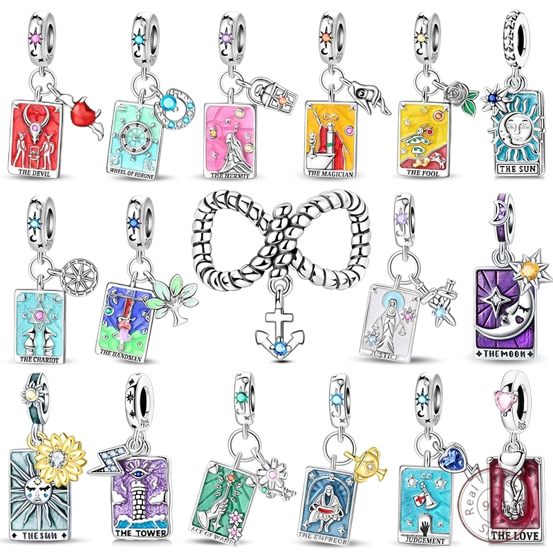 925 Sterling Silver Charms Beads Pendants Sun Moon Stars Magic Tarot Charms Fit Original Bracelets Women Fine Jewelry Gift