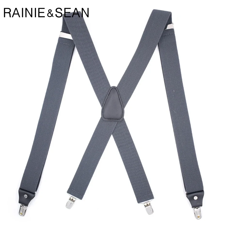 Suspensórios masculinos RAINIE SEAN para camisa marrom 120cm 4 clipes tiras de calças X costas casamento vintage masculino suspensórios cinto elástico