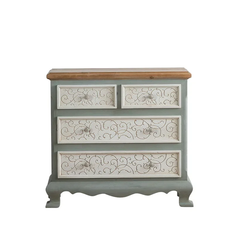 

American rural solid wood retro porch cabinet bucket cabinet B & B living room simple modern storage locker colored side cabinet