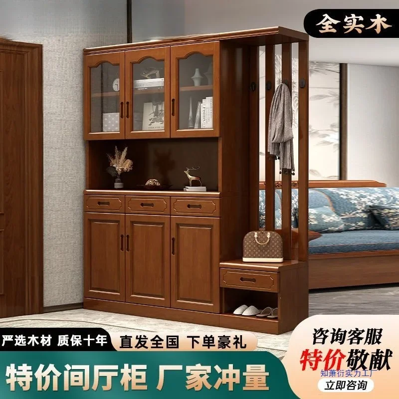 Rubber wood solid  shoe Household door porch Simple entry foyer Chinese living room vertical shoe cabinet