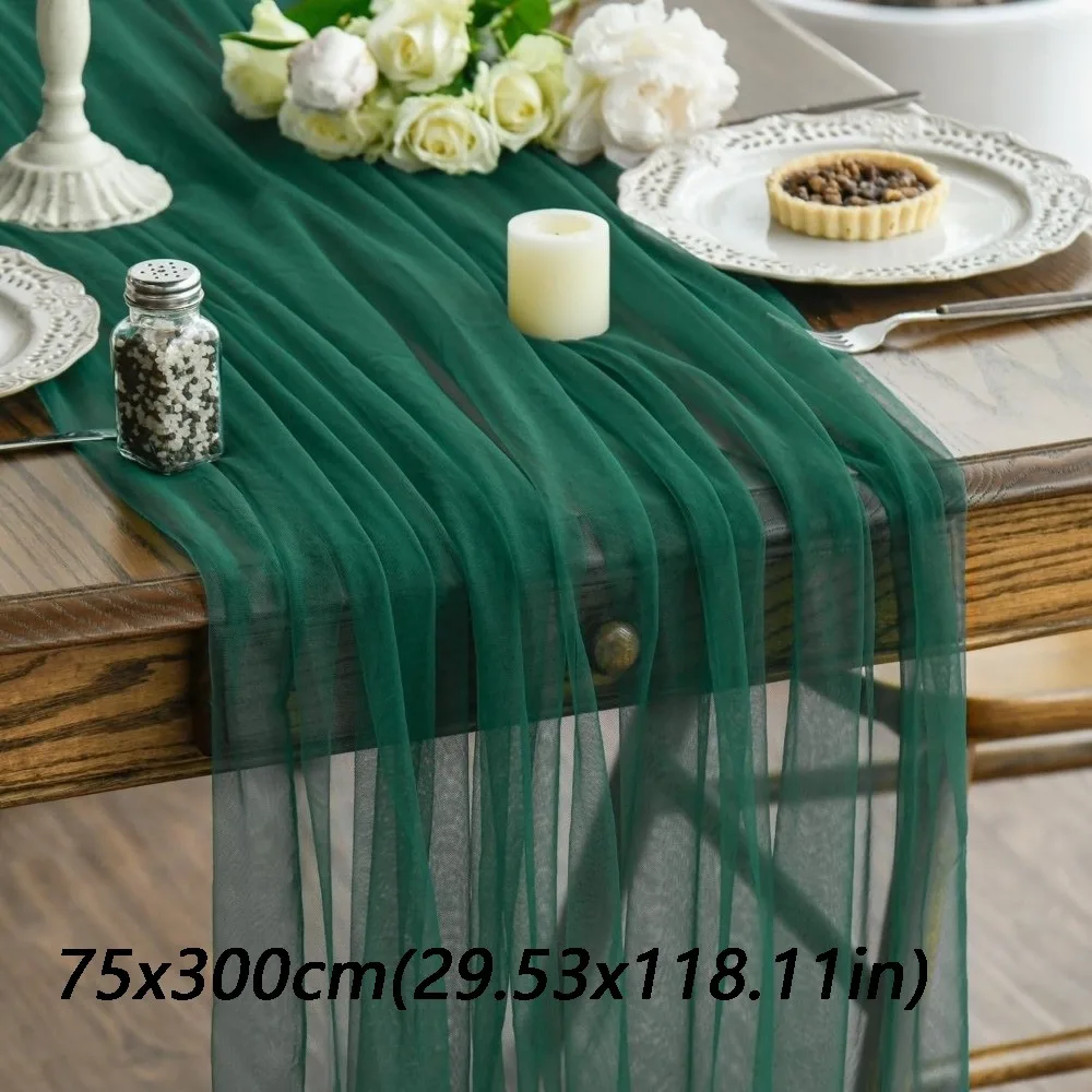 

Semi-Sheer Gauze Tulle Sheer Table Runner Boho Rustic Elegant Tulle Gauze Tablecloth DIY Chiffon Table Runner