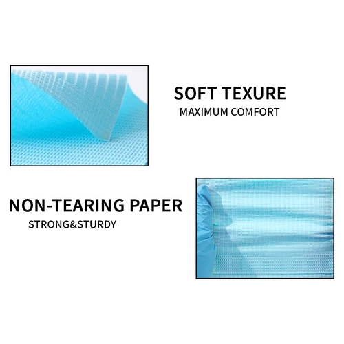 Imagen 2 del producto Babero desechable de Color Dental, almohadilla de limpieza para salón de belleza, delantal de papel para pacientes, herramienta de suministros dentales, 125 unidades por paquete