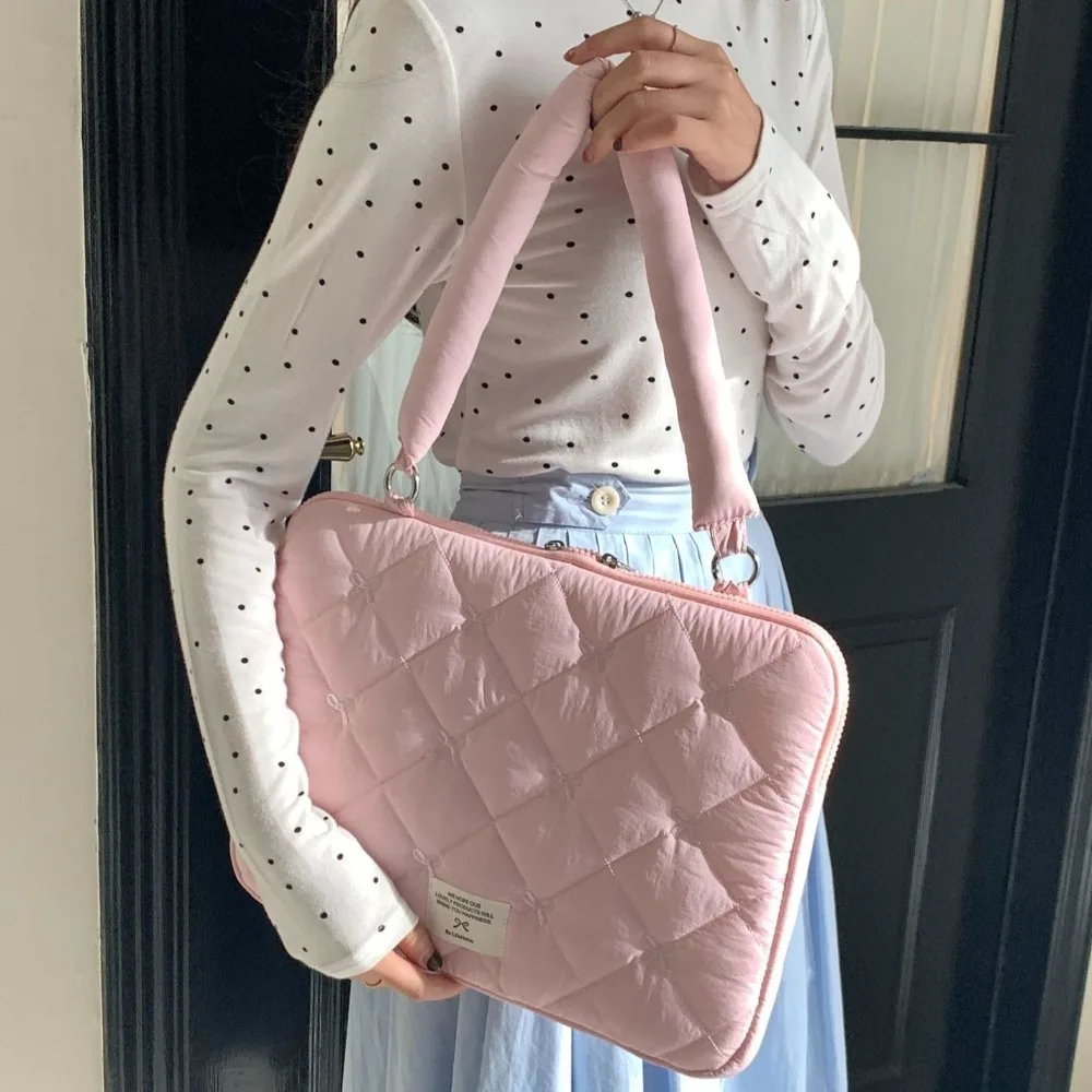 بسيطة مطرزة القوس حقائب الأعمال سعة كبيرة مجلد ملفات وثيقة حمل Bolsas حقيبة كتف حقيبة يد حقيبة كمبيوتر محمول المرأة #2