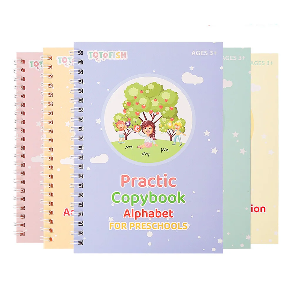 5pcs Magic Practice Copybook Pen Preschools Kids Calligraphy English Verison Free Wiping Children Reusable Writing Book