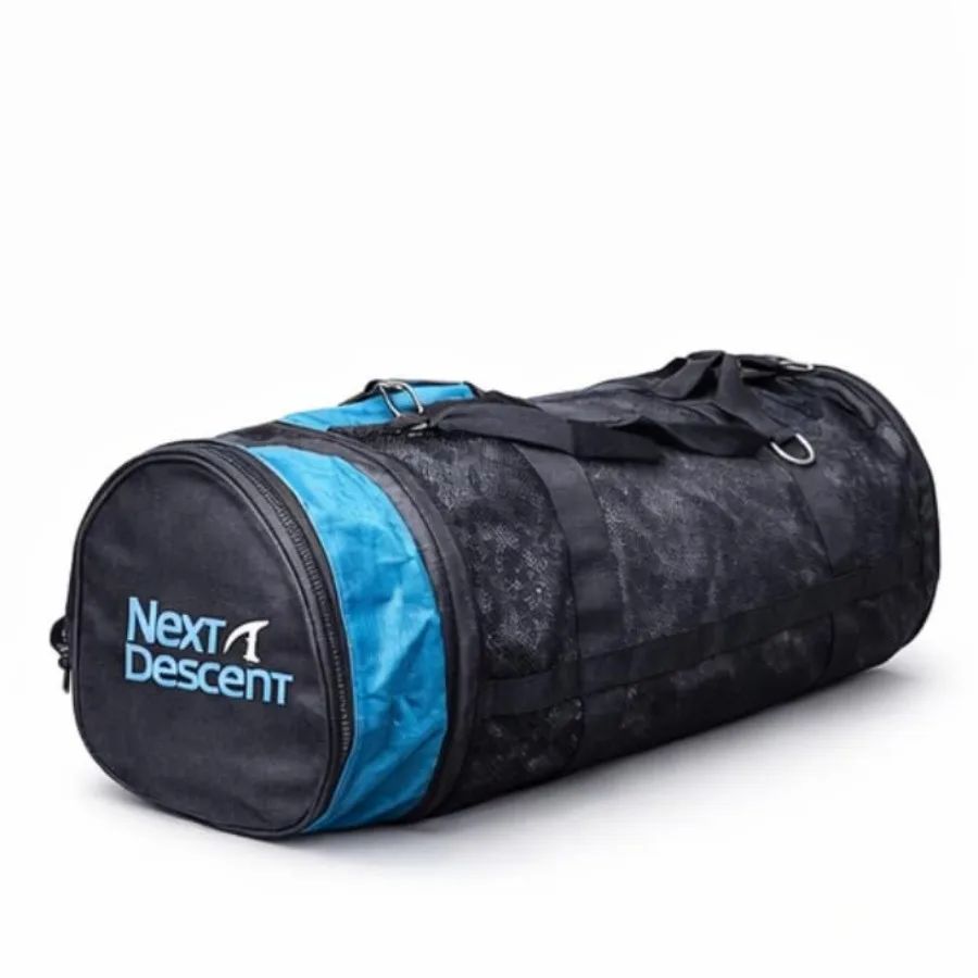 

Extra Large Mesh Duffel Bag for Scuba Diving, Snorkeling, Swimming, Beach, Black and Turquoise, 32x16x16 Inches, Collapsible wi