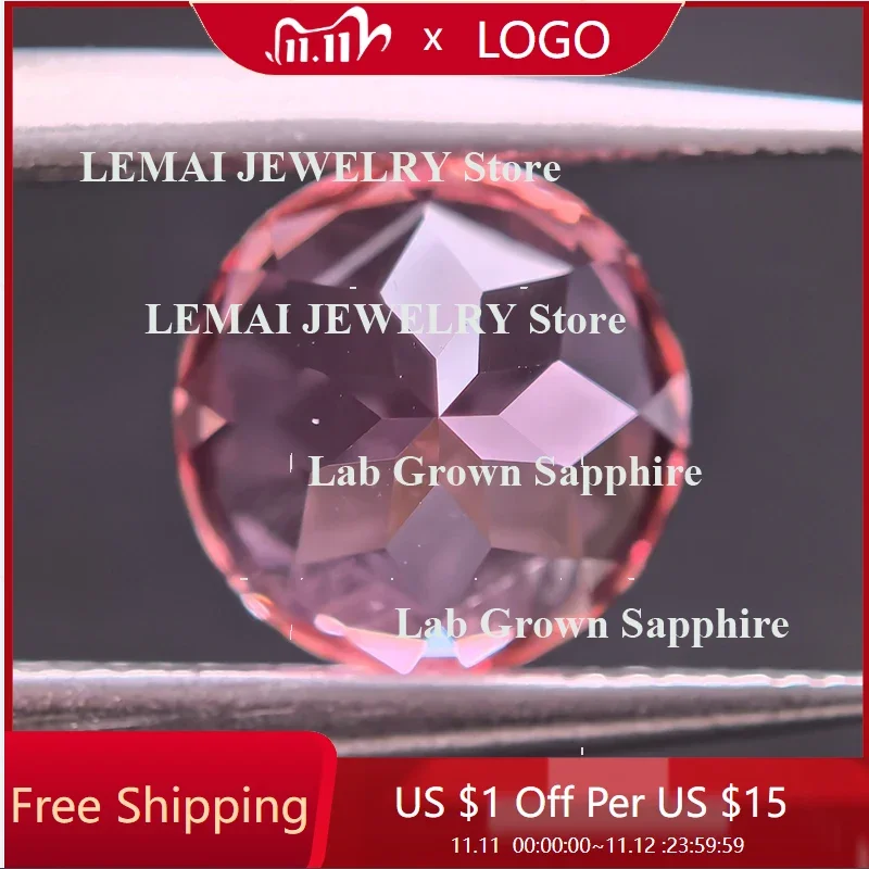 

Lab Grown Sapphire Loose Stone Round Shape Sunrise Pink Color 4-8mm Charms Beads for Jewelry Making Selectable AGL Certificate