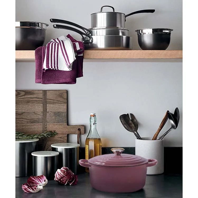 Home kitchen enamel coated cast iron non stick cooking pots And pans cookware set casseroles Low MOQ soup stock pot skillets