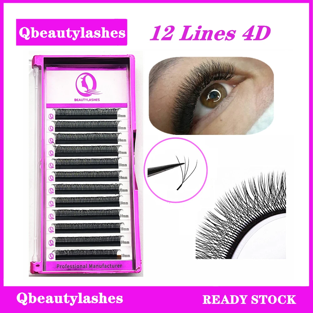 

qbeautylashes W shape 4D eyelash extension premade fans natural eyelash salon use