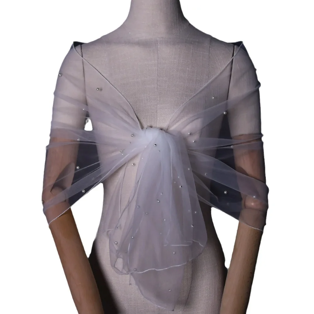 Bolero para mujer, vestido de noche, chal de boda con cuentas, envolturas de encogimiento de hombros, bufanda de fiesta, Bolero nupcial de perlas, capa de matrimonio, envolturas de cubierta