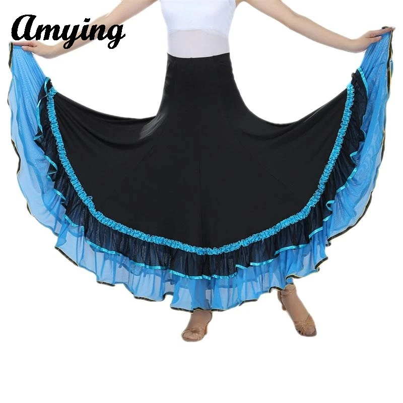 Damska półspódnica do tańca nowoczesnego Waltz National Standard Dance Large Swing Skirt Długa spódnica Square Dance Performance Dress New