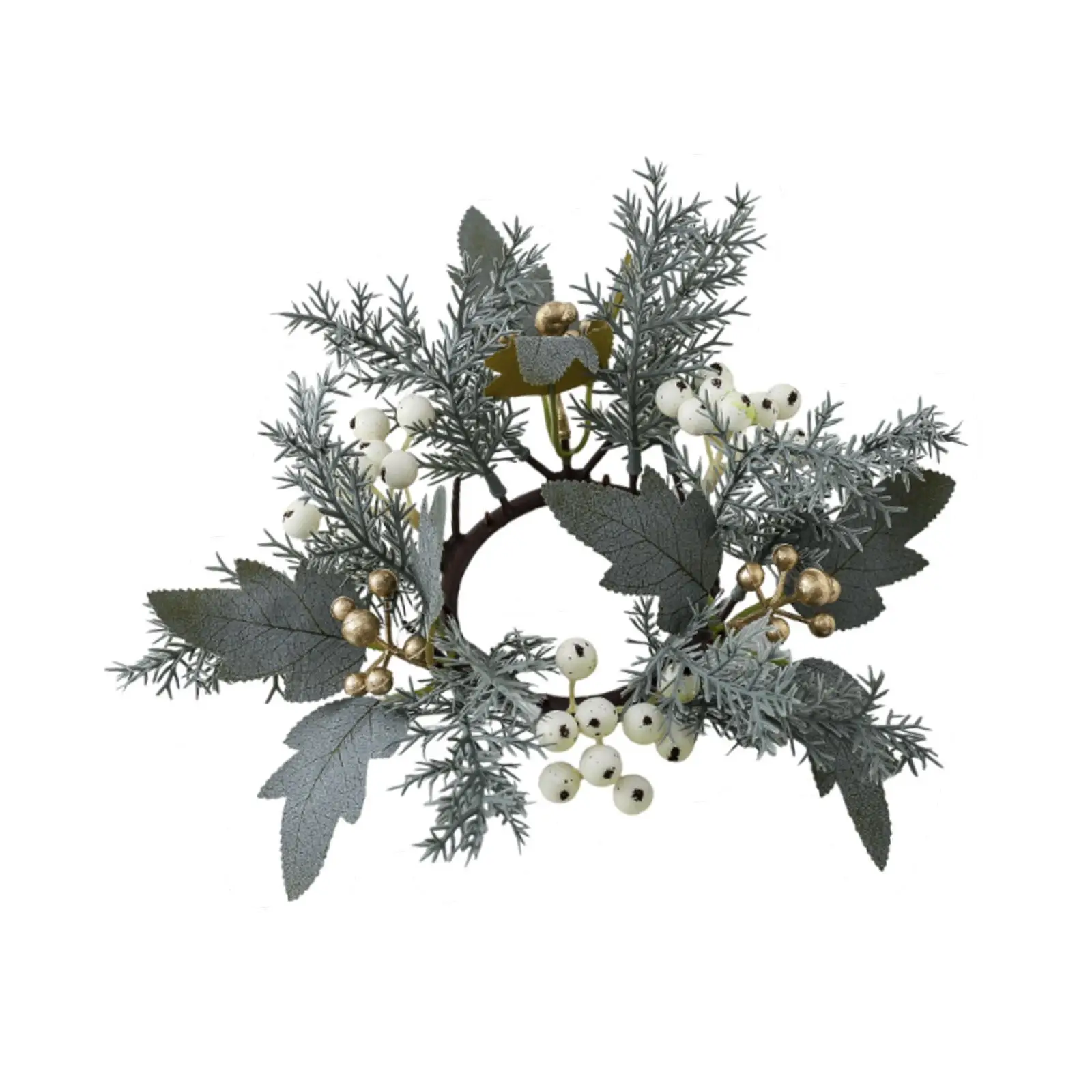 Handmade Artificial Flower Candle Wreath for Holiday Table Decor PP Garland Ring for Candlestick Holder Fireplace Mantel - view 2