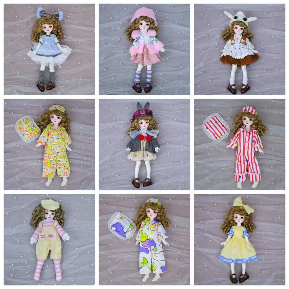 Trendy Retro 1/6 BJD Doll Outfit Set Cute Casual Dress Pajamas Pretty Fashion 30cm Doll Clothes (Only Sell clothes)