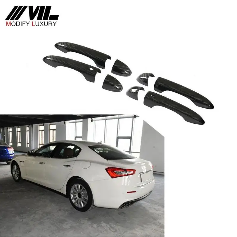 8pcs/set Dry Carbon Fiber Exterior Door Handle Cover for Maserati Ghibli Quattroporte Levante 13-19