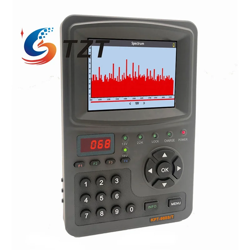 

TZT KPT-969S/T 3.5" Combo Satellite Finder (DVB-S2+T2+C) & Spectrum Analyzer & Monitor (TV & AV Input)