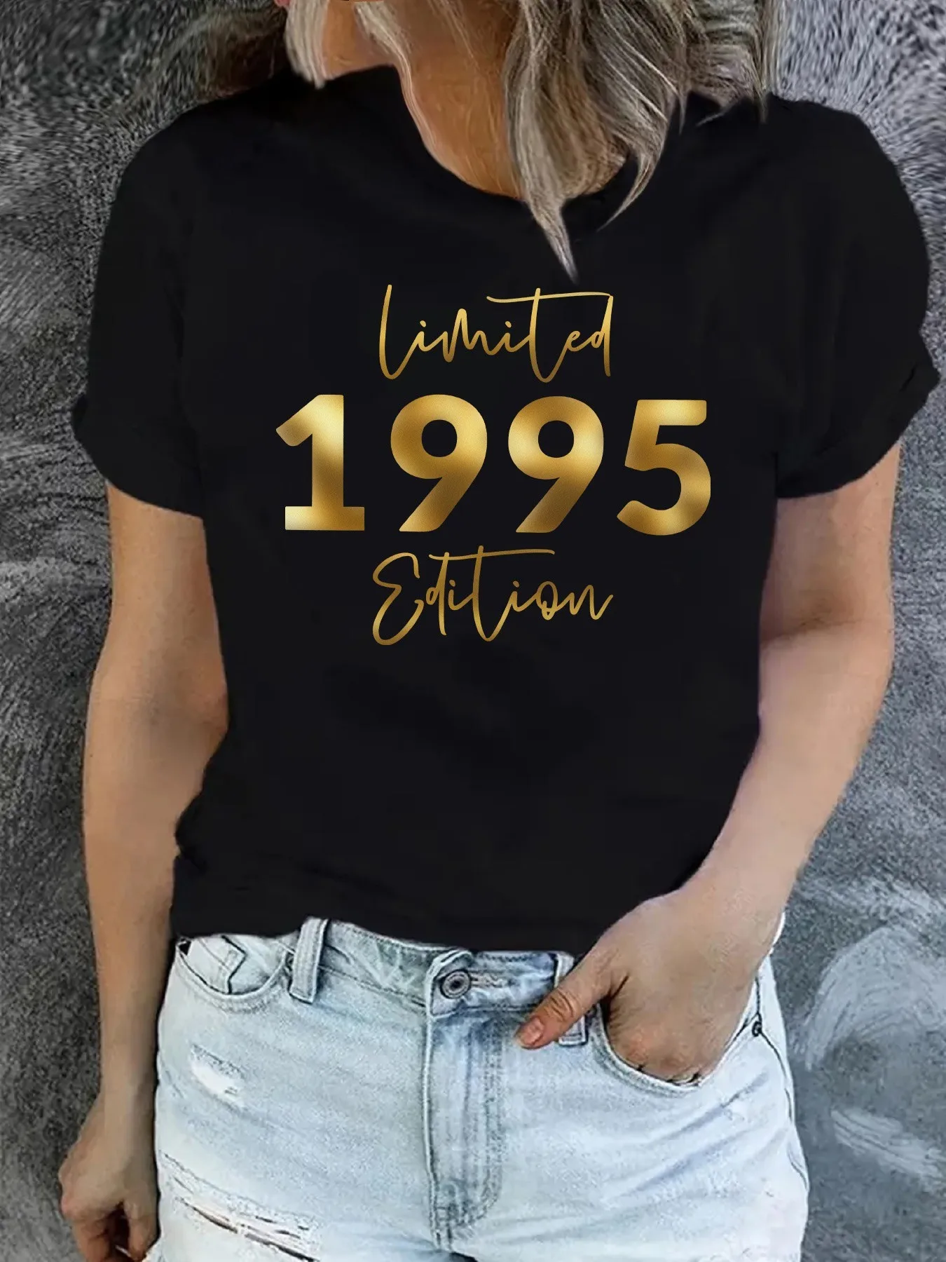 

Plus size women's short sleeve T-shirt Limited 1995 Edition Everyday comfortable versatile style summer outfit women's clothing