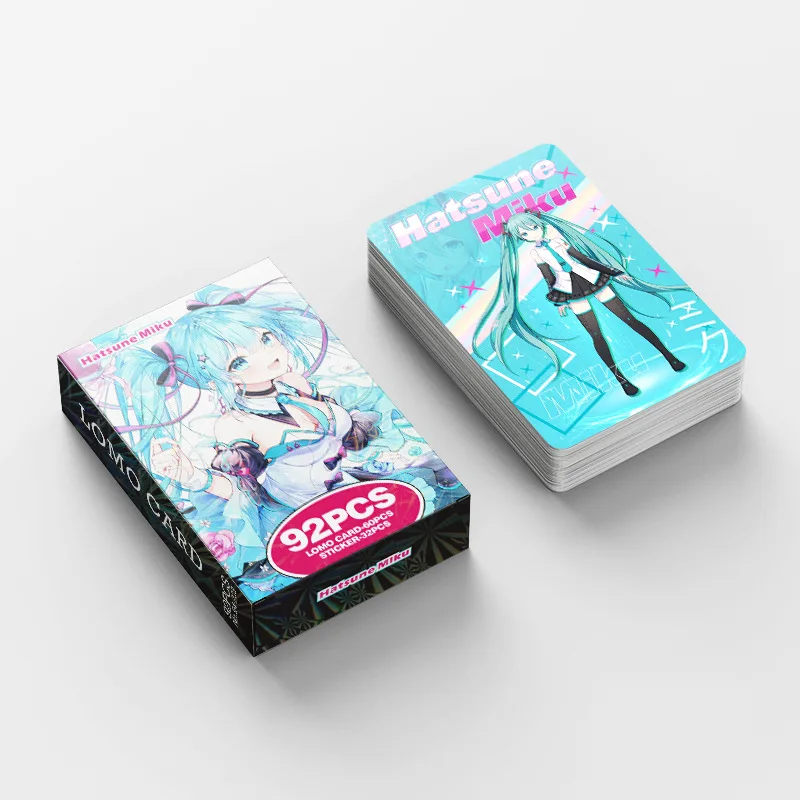 Hatsune Miku Japanese Anime Lomo Card 1pack/92pc Mini Card Games Postcards Photo Gift Fan Collection Toy 60PC Card 32PC Stickers