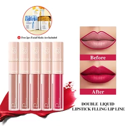 Pudaier 20 Colors Double-Ended Liquid Matte Lipstick Delicate Smooth Lip Line Lip Gloss Moisturizing Lip Cosmetic Makeup