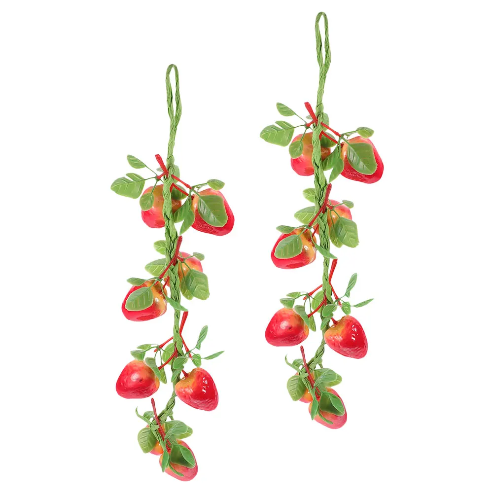 

2Pcs Artificial Strawberry Red Simulation Decorative Wall naments Fake Fruit Pendant Lifelike Strawberries Longtime Storage