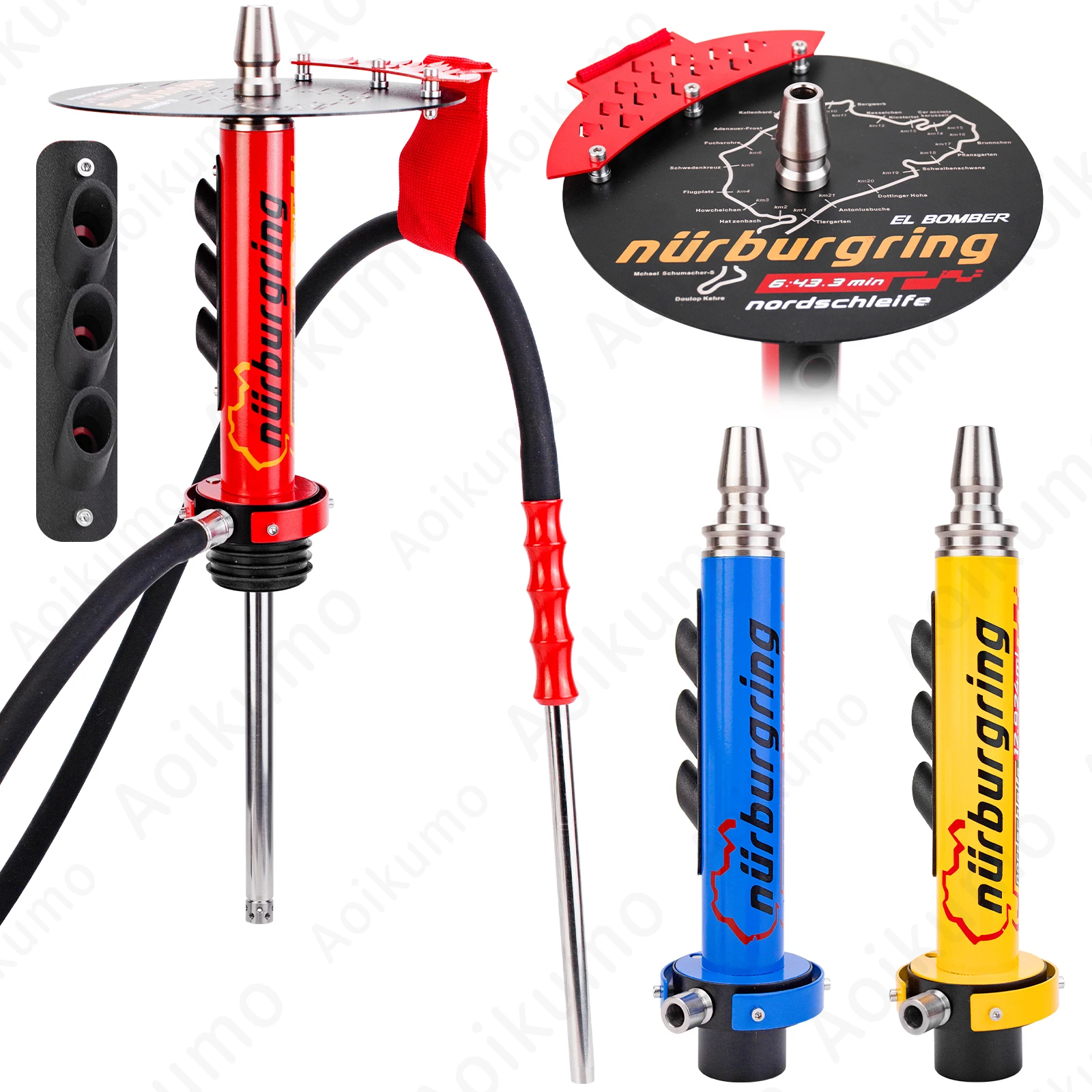 Hookah Set With 3 Outlets Racing Style Shisha Narguile Cachimbas Sheesha Chicha Nargile Stem El Bomber Hookah Nurburgring