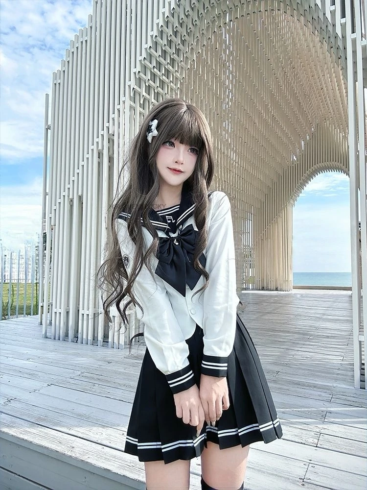 japanese-long-sleeved-jk-uniform-japanese-style-sailor-suit-set-waist-cinching-slimming-school-supply-preppy-style-jk-uniform