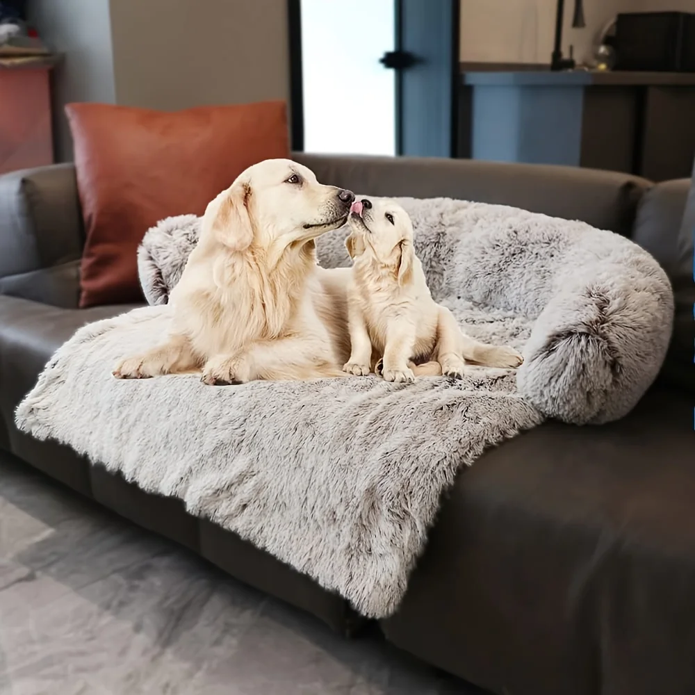 Cozy Plush Pet Sofa Bed - Dual-Use Nest for Dogs & Cats - Comfort Cushion, Blanket - Ergonomic Design - Indoor Haven