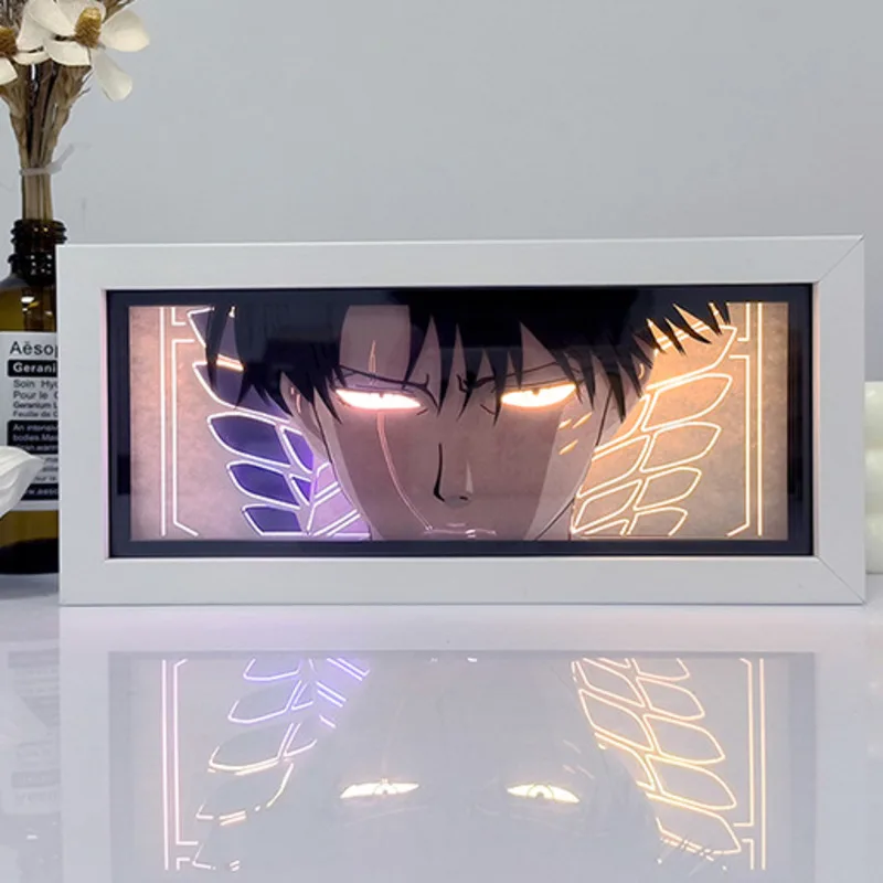 3D Attack On Titan Box Light Levi Ackerman Led Night Lights Anime Eren Jaeger RC Picture Lamp Toy Room Decor Gift For Boy