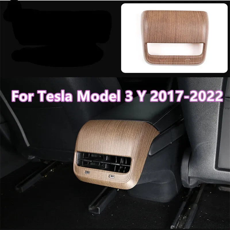 

Car ABS Wood Grain Rear Air Outlet Cover Frame Cover Trim Panel For Tesla Model 3 Y 2017 2018 2019 2020 2021 2022