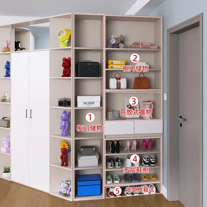 Small living room partition bed-cabinet integrated with bedside table and shoe cabinet, multifunctional space-saving modular bed