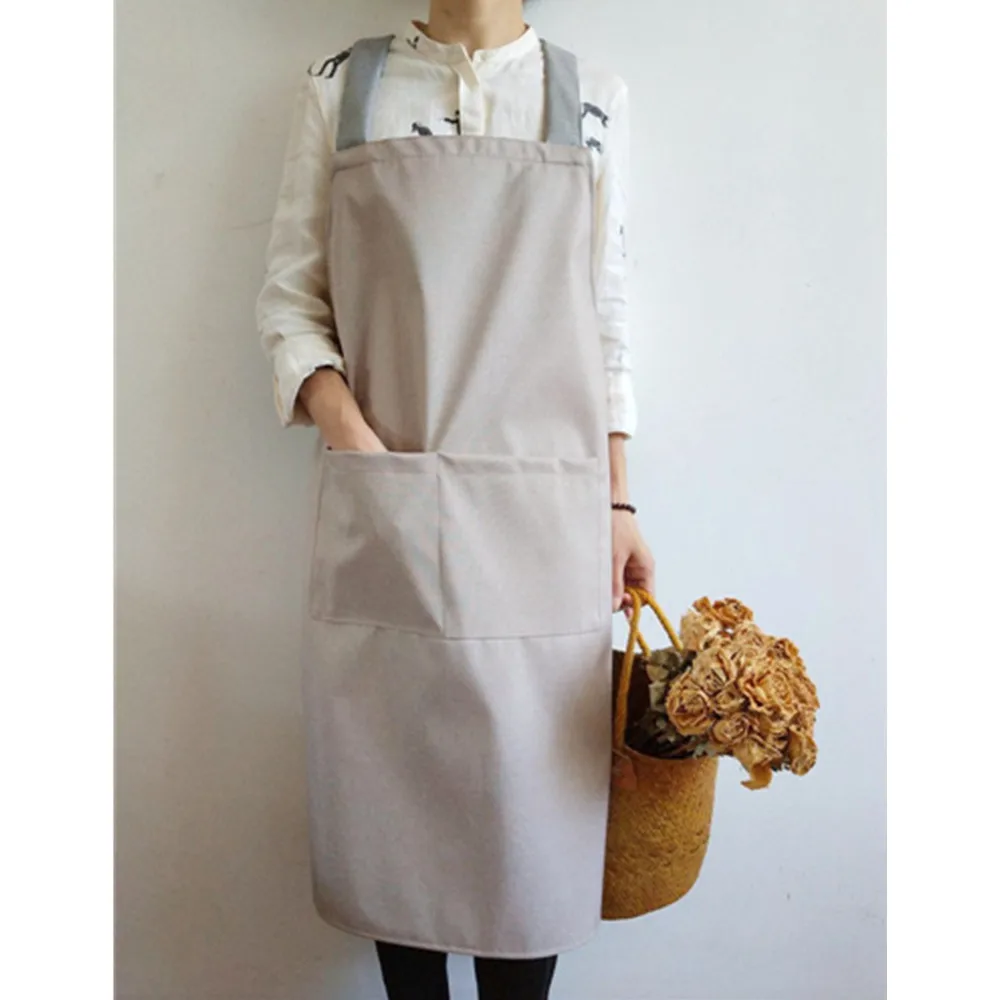 Korean Style Double-deck Cotton Linen Aprons Unisex Kitchen Apron Flower House Studio Apron Restaurant Home Bib Cleaning Aprons