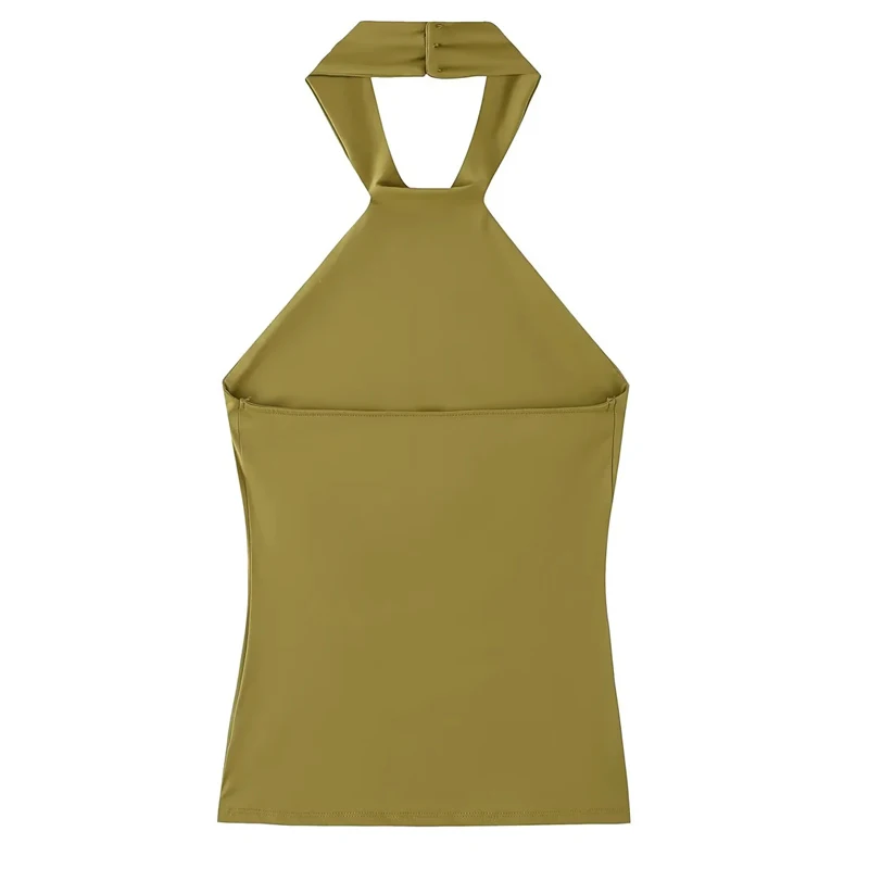 HXAO 2025 Halter Crop Top per donna con spalle scoperte Estate Solid Top Corsetto senza maniche Canotta Donna Backless Sexy Y2K Party Top