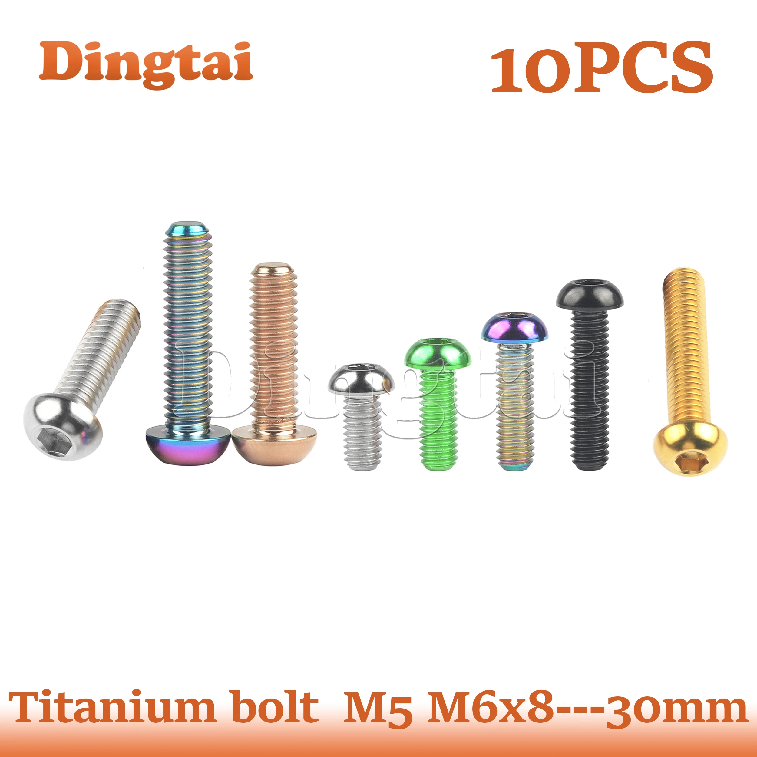 

Титановый болт Dingtai 10 шт. M5/M6x8 10 12 15 16 18 20 25 30 мм, винты с шестигранной головкой и кнопкой для дорожных мотоциклов, автозапчасти