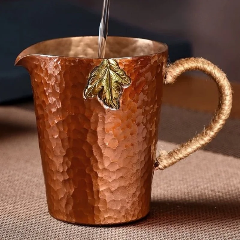 

Vintage Pure Copper Moscow Mule Mug Engraved Flower Durable Coppery Beer 200ml Mugs Coffee Mug Milk Cup Weave Handle Drinkware