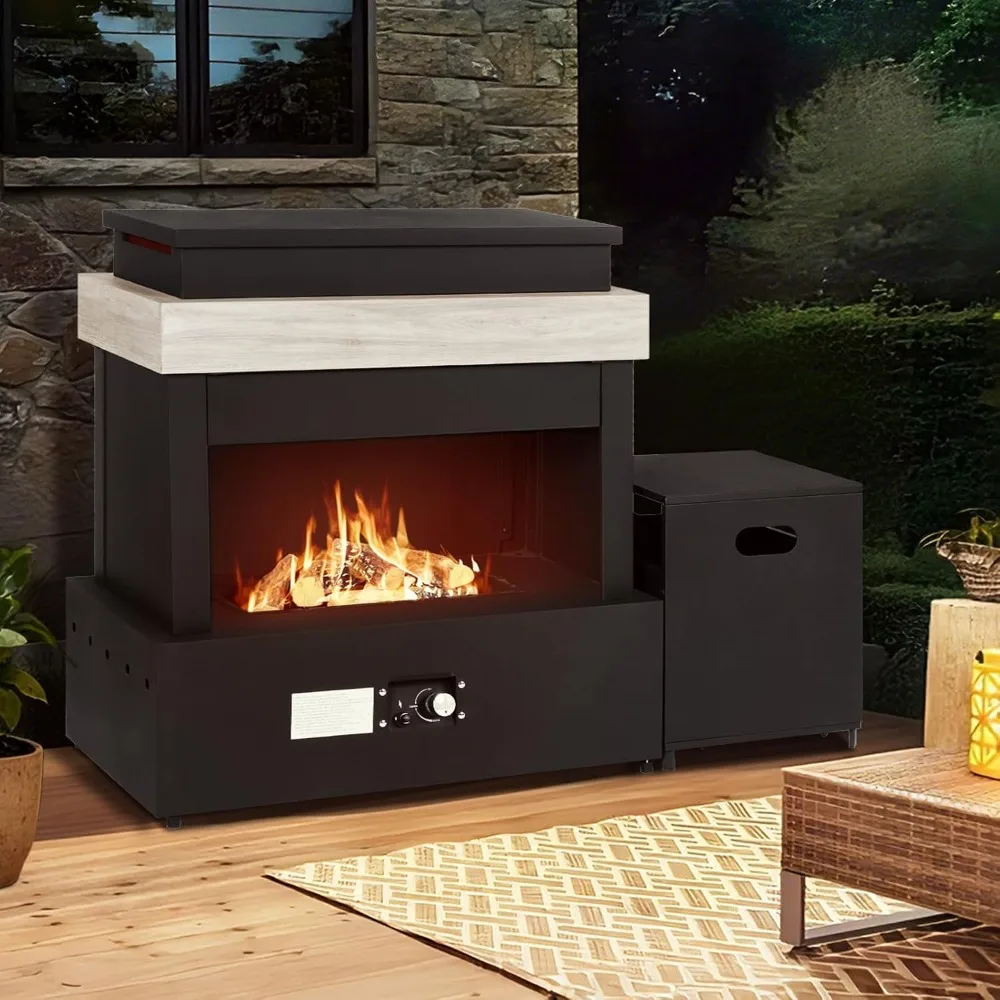 Propane Fireplace and Tank Storage 35IN Smokeless with Cover CSA Certified