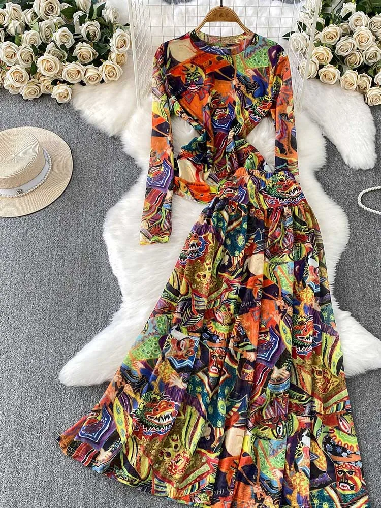 Spring Summer Casual 2-piece Set for Curvy Women Skirt with Long Sleeve Voile Top Slim Sexy Mesh Skirt Set French Chic Outfi view 4