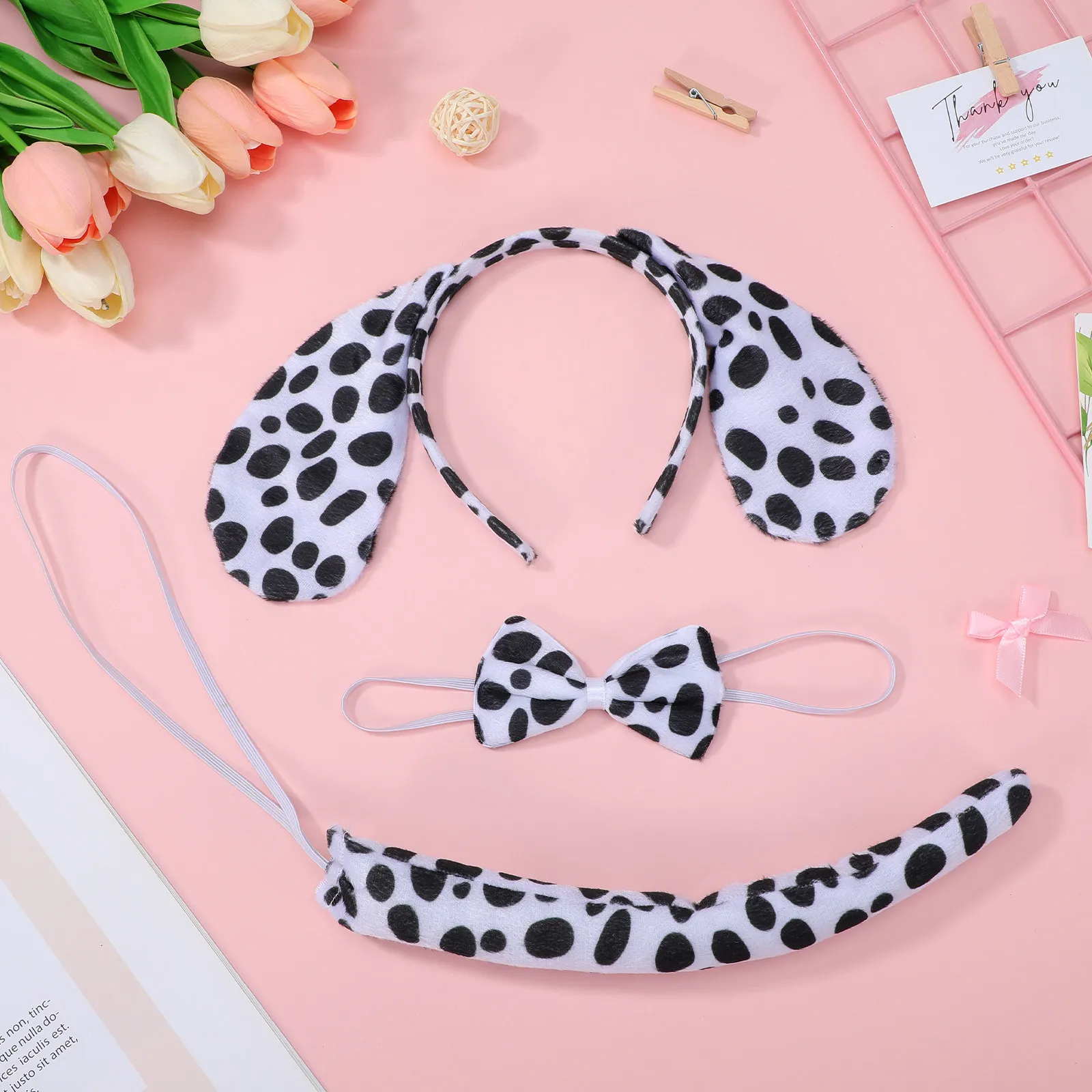 2 set 2 sets oorhoofdbanden strikjes staarten Halloween kostuumaccessoires voor volwassenen cosplay feestdecoratie