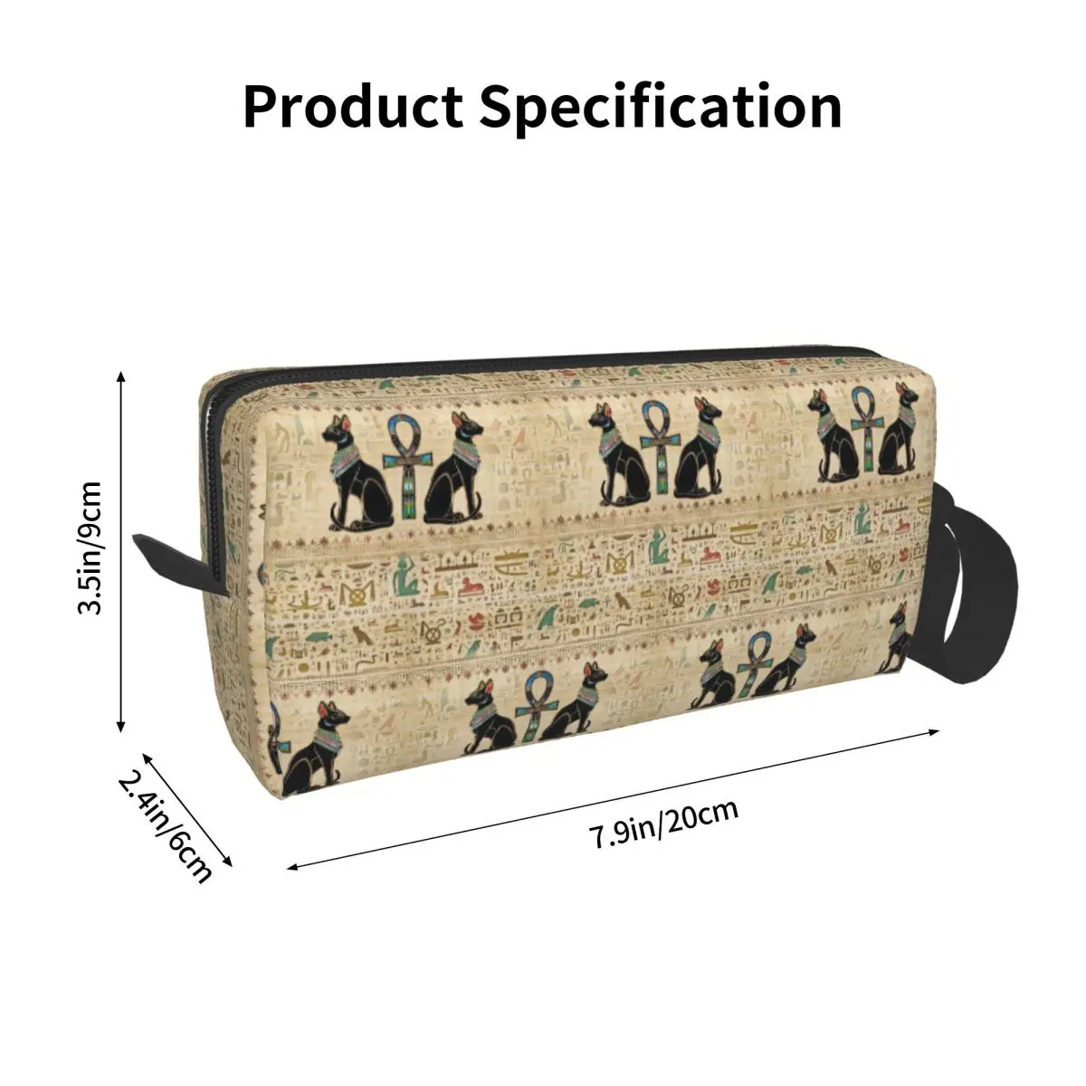 Egyptian Cats And Ankh Cross Makeup Bag Cosmetic Organizer Toiletry Cosmetic Bag for Women Beauty Travel Pencil Case